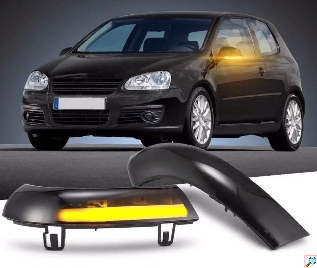 LED Τρεχούμενο Φλας Καθρέπτη VW Golf 5, Jetta, Passat – Εφέ Κίνησης, Plug & Play - Canbus Error Free, Αδιάβροχο, Σετ 2τμχ