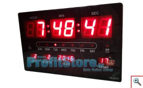 Μεγάλο Ψηφιακό Ρολόι Τοίχου - Πινακίδα LED με Θερμόμετρο & Ημερολόγιο Jumbo Clock HB3320