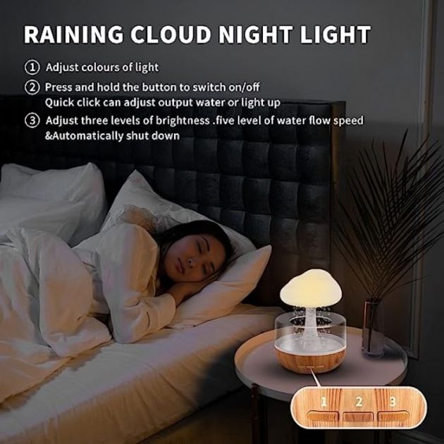 LED Υγραντήρας - Συσκευή Αρωματοθεραπείας Cloud Rain - Επαναφορτιζόμενη με Χρονοδιακόπτη