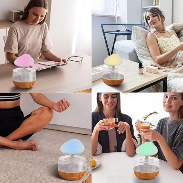 LED Υγραντήρας - Συσκευή Αρωματοθεραπείας Cloud Rain - Επαναφορτιζόμενη με Χρονοδιακόπτη
