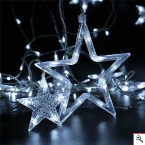 LED Χριστουγεννιάτικα Φωτάκια σε Σχήμα Αστεριού LED Christmas Lights Star Αστέρια Λευκό Ψυχρό