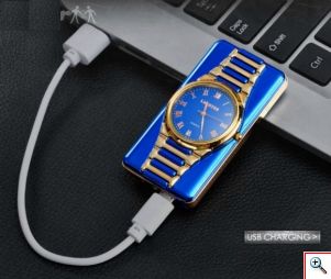 Αντιανεμικός USB Επαναφορτιζόμενος Αναπτήρας Πυράκτωσης Ρολόι - USB Lighter