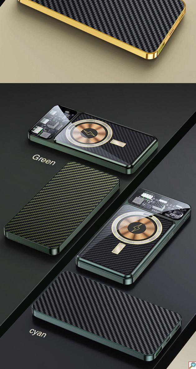 Μαγνητικό Ασύρματο Διάφανο Εργονομικό Powerbank Fast Charging Μπαταρίας 10000mAh με 2 Θύρες USB και 1 Θύρα Type C 22.5 W