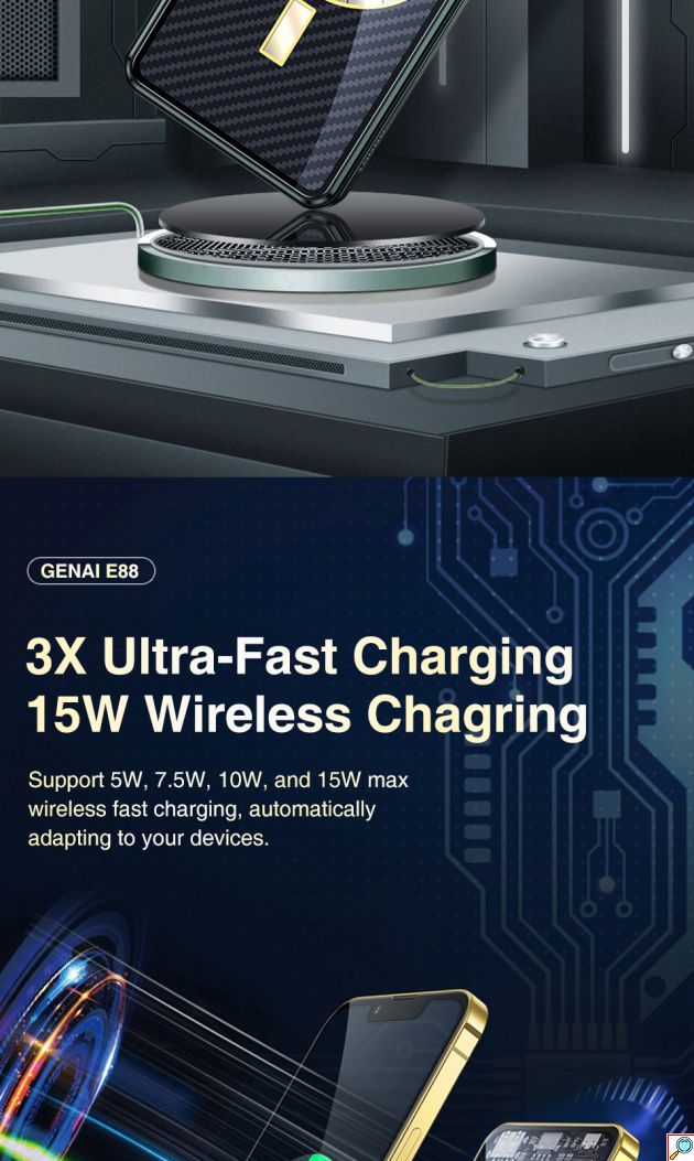 Μαγνητικό Ασύρματο Διάφανο Εργονομικό Powerbank Fast Charging Μπαταρίας 10000mAh με 2 Θύρες USB και 1 Θύρα Type C 22.5 W