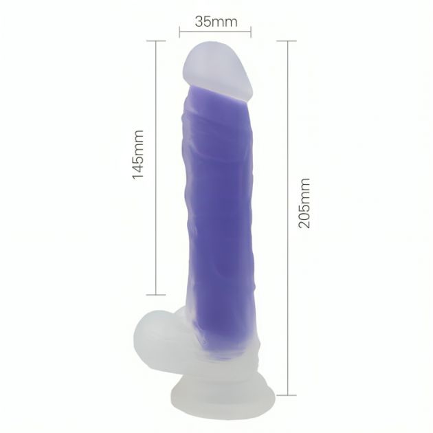 Φωσφοριζέ Ρεαλιστικό Dildo Σιλικόνης με Ισχυρή Βεντούζα - Μωβ