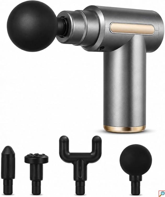 Πιστόλι Μασάζ Fascial Massage Gun 30W 17849-13 - 5 Ταχύτητες & 4 Κεφαλές - Κρουστικό Μασάζ Βαθιών Ιστών, Αθόρυβο & Επαναφορτιζόμενο