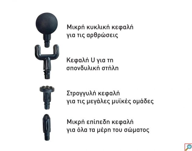 Πιστόλι Μασάζ Fascial Massage Gun 30W 17849-13 - 5 Ταχύτητες & 4 Κεφαλές - Κρουστικό Μασάζ Βαθιών Ιστών, Αθόρυβο & Επαναφορτιζόμενο
