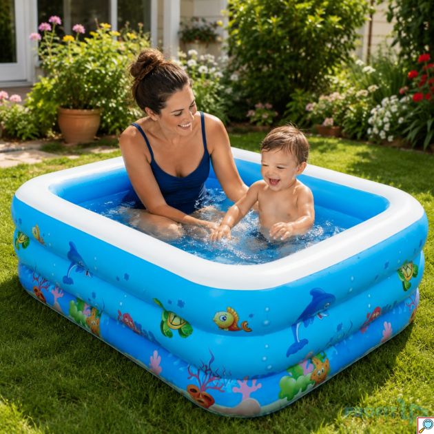 Μεγάλη Παιδική Πισίνα Φουσκωτή 130cm Μπλε-Swimming Pool