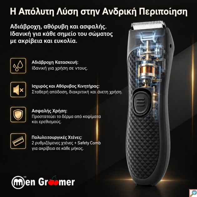 Men Groomer EVO FLEX – Επαναφορτιζόμενη Αδιάβροχη Κουρευτική Μηχανή Σώματος, για Κεφάλι και Γένια, με Τεχνολογία BladeLock™ για τις Ευαίσθητες Περιοχές