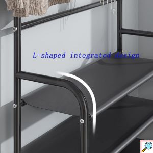 Μεταλλική Ραφιέρα Παπουτσοθήκη 172x57x62 4 Επιπέδων & Κρεμάστρα Εισόδου, Μπάνιου, για Παλτά, Μπουφάν & Καπέλα Έπιπλο Εισόδου 