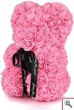 Τριανταφυλλένιο Αρκουδάκι σε Συσκευασία Δώρου Ροζ Ροδοπέταλα - Δώρο Άγιος Βαλεντίνος από Τεχνητά Τριαντάφυλλα