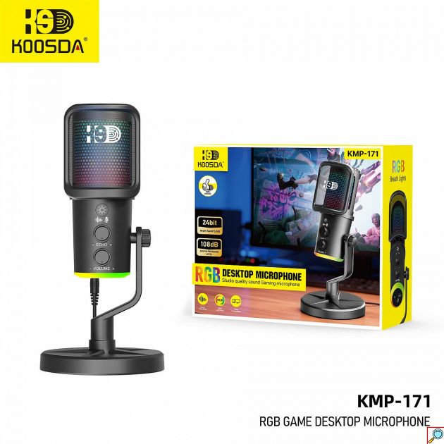 Επιτραπέζιο Μικρόφωνο USB-C για Gaming & Streaming - Πυκνωτικό με RGB Φωτισμό, Θύρα Ακουστικών & Pop Filter