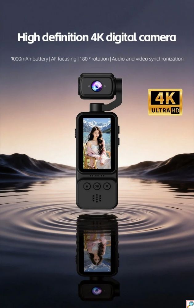 Mini Action Camera 4K - Περιστρεφόμενος Φακός 360° και Οθόνη 1.97