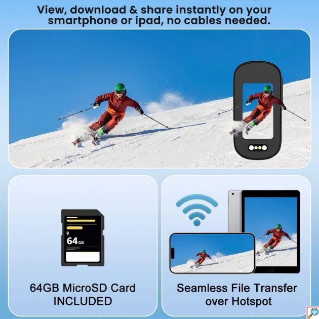 Mini Action Camera 4K Ultra HD - WiFi, Ευρυγώνιος Φακός 140°, Σταθεροποίηση EIS και Οθόνη 1.47″