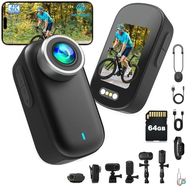 Mini Action Camera 4K Ultra HD - WiFi, Ευρυγώνιος Φακός 140°, Σταθεροποίηση EIS και Οθόνη 1.47″