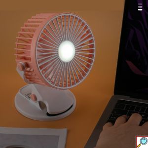 Μίνι Φορητός Επαναφορτιζόμενος Επιτραπέζιος Ανεμιστήρας USB 14cm με 3 Ταχύτητες - COB LED & Βάση Στήριξης με Κλίπ σε Διάφορα Χρώματα