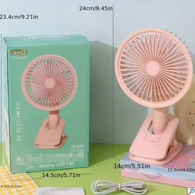 Mini Ανεμιστήρας USB με Κλιπ και LED Φωτισμό Diandi Επαναφορτιζόμενος