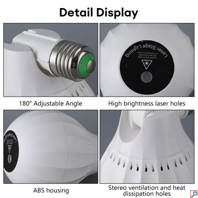 Μίνι Χριστουγεννιάτικος Προβολέας RGB LED σε Σχήμα Λάμπας με Υποδοχή E27 4W - Ρυθμιζόμενο 180 Μοίρες