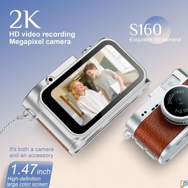 Mini Κάμερα Μπρελόκ 2K 2MP – Οθόνη 1,47″, LED Flash & Υποστήριξη 128GB