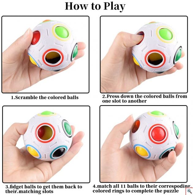 Mini Magic Rainbow Ball Football Fidget Λευκό