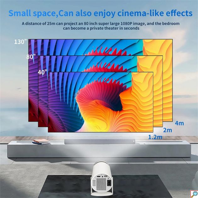 Mini Προβολέας Android 11 – 4K Home Cinema & Gaming - WiFi, Bluetooth, 2 Χειριστήρια, 180° Περιστροφή, 130 ίντσες, HDMI