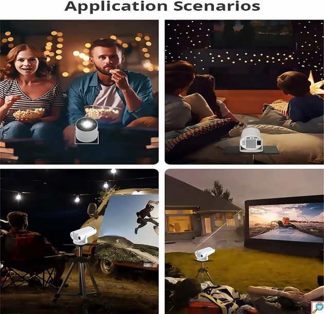 Mini Προβολέας Android 11 – 4K Home Cinema & Gaming - WiFi, Bluetooth, 2 Χειριστήρια, 180° Περιστροφή, 130 ίντσες, HDMI