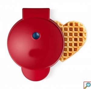 Mini Βαφλιέρα 350W με Αντικολλητικές Πλάκες Ψησίματος σε Σχήμα Καρδιάς Κόκκινη-Mini Waffle Maker