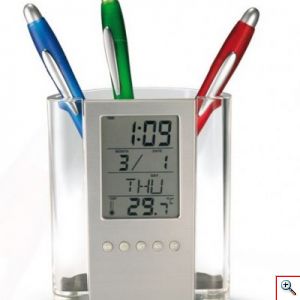 Μολυβοθήκη με Οθόνη LCD και Ρολόι με Ξυπνητήρι-Ημερολόγιο-Θερμόμετρο