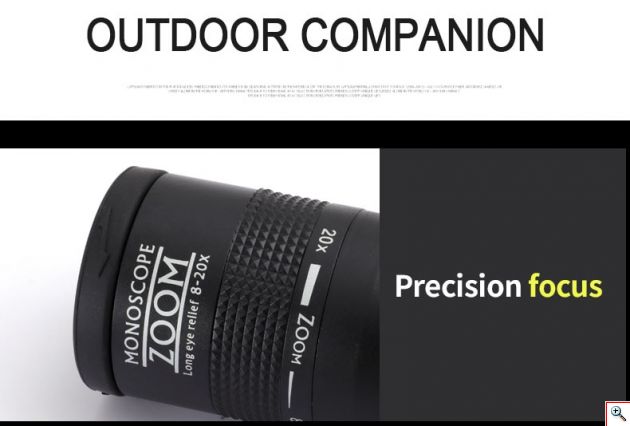 Compact Μονόκυαλο Super Zoom 8-20x50 με Ρύθμιση Μυωπίας, Κοντινή Εστίαση / Near Focus, Night Vision, BAK4 FMC Πρίσματα, Τηλεσκόπιο profitstore