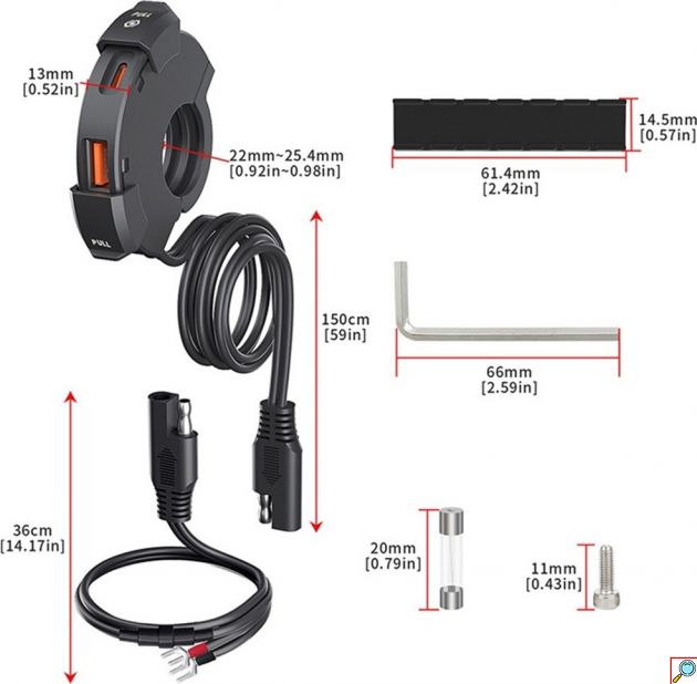Φορτιστής Μοτοσυκλέτας USB-A & USB-C WUPP CS-1944 – Αδιάβροχος & Γρήγορη Φόρτιση
