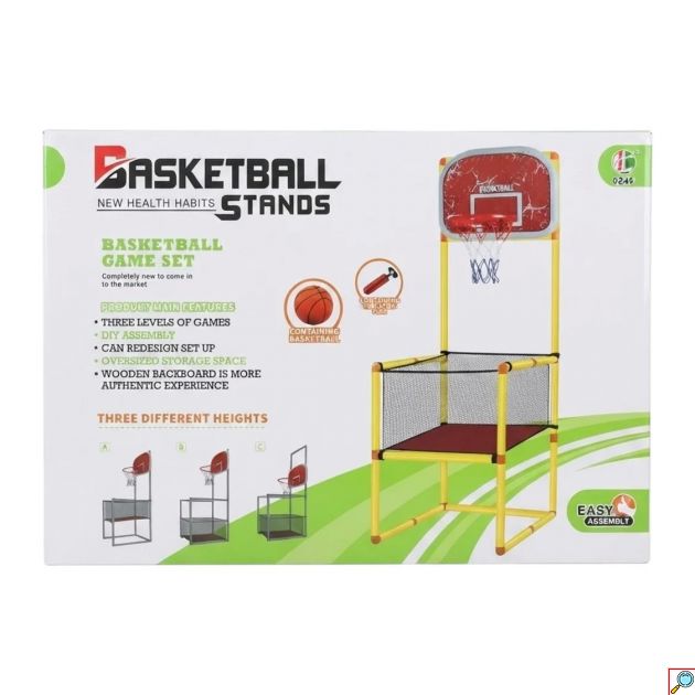 Παιδική Μπασκέτα Ρυθμιζόμενη έως 128cm – Πλήρες Σετ με Βάση, Μπάλα & Τρόμπα - Ιδανικό για Δωμάτιο & Εξωτερικό Χώρο, Παιδιά 3+
