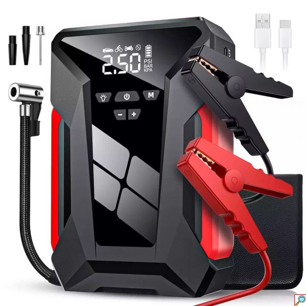 Εκκινητής Μπαταρίας 12V - 12000mAh με Αεροσυμπιεστή & Φως Έκτακτης Ανάγκης
