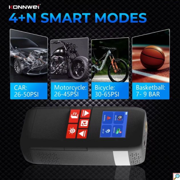 Εκκινητής Μπαταρίας Αυτοκινήτου 4 σε 1 - 10400mAh, Κομπρεσέρ 120 PSI & Power Bank, Φορητό Πολυεργαλείο για Κάθε Οδηγό