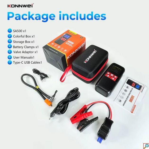 Εκκινητής Μπαταρίας Αυτοκινήτου 4 σε 1 - 10400mAh, Κομπρεσέρ 120 PSI & Power Bank, Φορητό Πολυεργαλείο για Κάθε Οδηγό