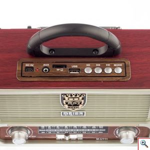 Φορητό Retro Επαναφορτιζόμενο Ραδιόφωνο & Mp3 Player με Τηλεχειριστήριο FM/AM/SW3, USB, SD/ TF CARD, AUX - Meier M-U111