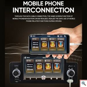 Multimedia Bluetooth Ηχοσύστημα Οθόνη Αφής 5 με Μικρόφωνο για Handsfree Κλήσεις Αυτοκινήτου MirrorLink, MP5 Player 4x80W, FM Radio, USB, AV