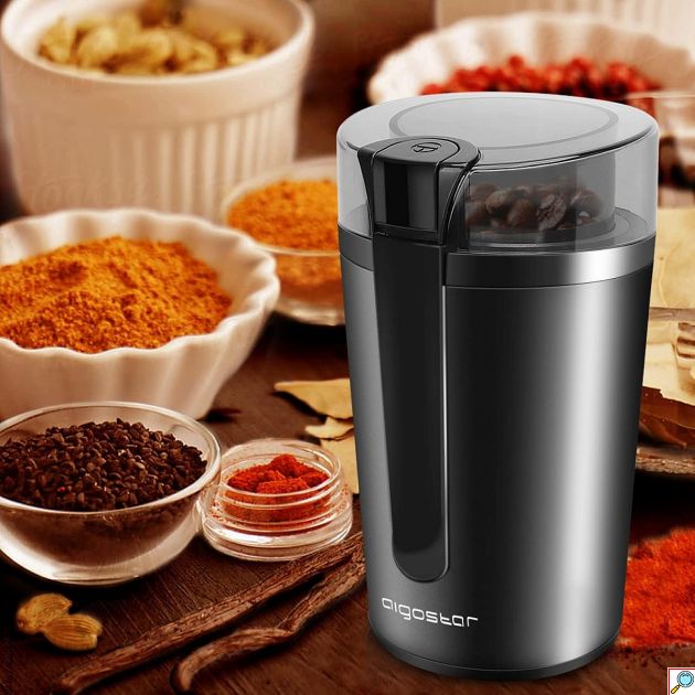 Ηλεκτρικός Μύλος Καφέ 200W – Για Άλεσμα Καφέ & Μπαχαρικών - Χωρητικότητα 60g, Λεπίδες από Ανοξείδωτο Ατσάλι, Μαύρος