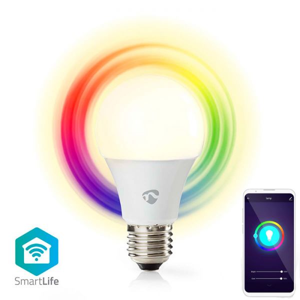 Nedis Έξυπνη WiFi LED RGB Λάμπα Ε27 9W 806LM με App Εφαρμογή Κινητού για Ρύθμιση Φωτεινότητας, Χρώματος & Χρονοδιακόπτη
