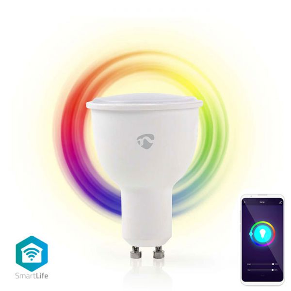 Nedis Έξυπνη WiFi LED RGB Λάμπα GU10 4.5W 380LM με App Εφαρμογή Κινητού για Ρύθμιση Φωτεινότητας, Χρώματος & Χρονοδιακόπτη