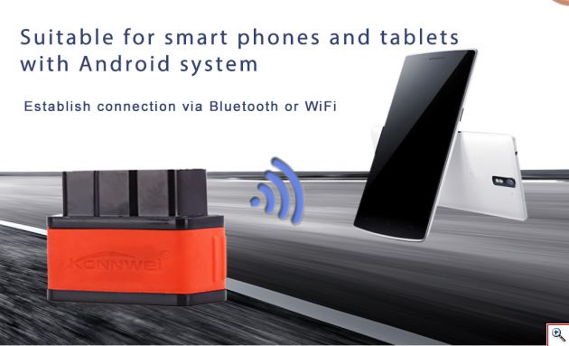 Mini OBD2 Bluetooth Διαγνωστικό Βλαβών Αυτοκινήτου KONNWEI® για Android, iOS, Windows Torque App - Auto Scan Tool ELM327 OBD II
