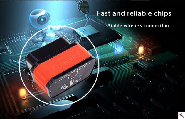 Mini OBD2 Bluetooth Διαγνωστικό Βλαβών Αυτοκινήτου KONNWEI® για Android, iOS, Windows Torque App - Auto Scan Tool ELM327 OBD II