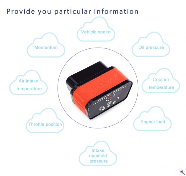 Mini OBD2 Bluetooth Διαγνωστικό Βλαβών Αυτοκινήτου KONNWEI® για Android, iOS, Windows Torque App - Auto Scan Tool ELM327 OBD II