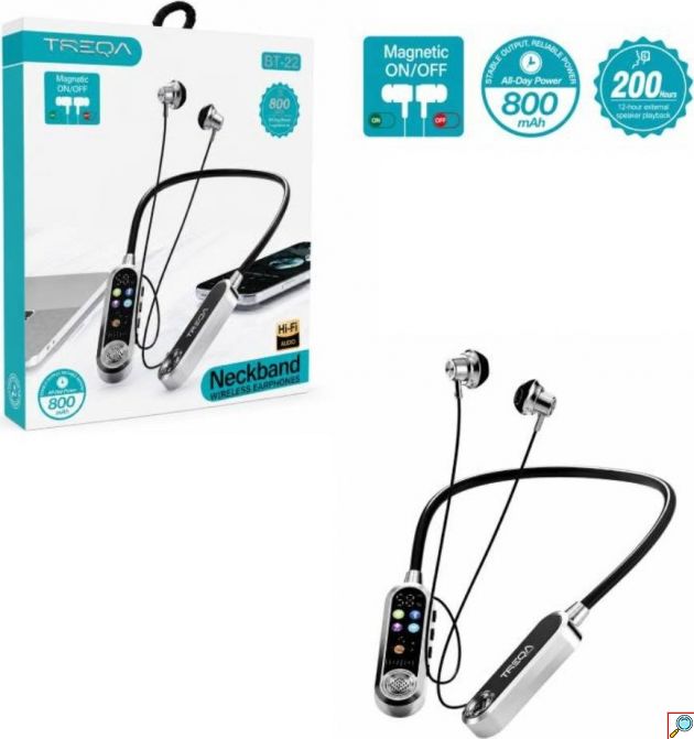 Ασύρματα Ακουστικά Neckband – Bluetooth με Ηχείο - Μεγάλη Αυτονομία 800mAh, Μαγνητικό ON/OFF, TF Card, Hi-Fi Ήχος