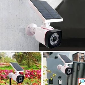 Αδιάβροχο Ηλιακό 8 LED Φωτιστικό Δρόμου & Ομοίωμα Κάμερας Ασφαλείας Dummy με Φωτοκύτταρο, Αισθητήρα Κίνησης, 3 Λειτουργίες Φωτισμού & Τηλεχειριστήριο