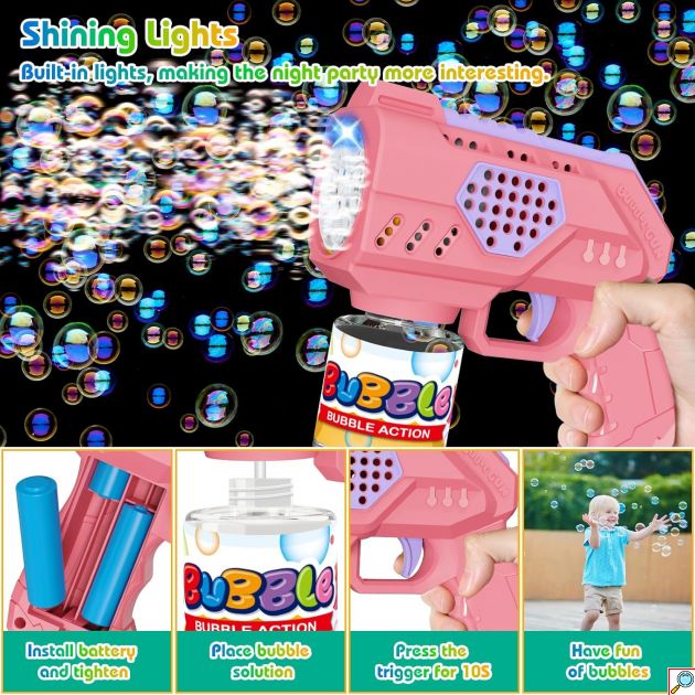 Όπλο για Πολύχρωμες Σαπουνόφουσκες με LED - Bubble Machine Gun