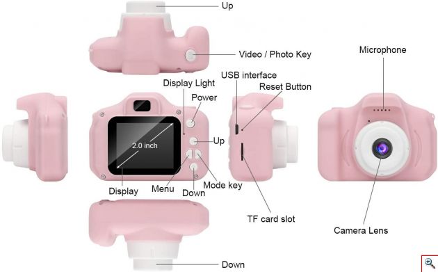Μίνι Ψηφιακή Παιδική Φωτογραφική Μηχανή / Κάμερα - Επαναφορτιζόμενη USB Kids Camera Toy για Παιδιά Ροζ Κορίτσια