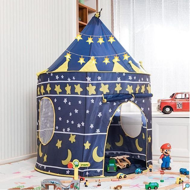 Παιδική Σκηνή Pop-Up Κάστρο Ιπποτικό με Αστέρια & Σημαιούλα για 3+ Ετών 105x105x135cm Μπλε Playtent