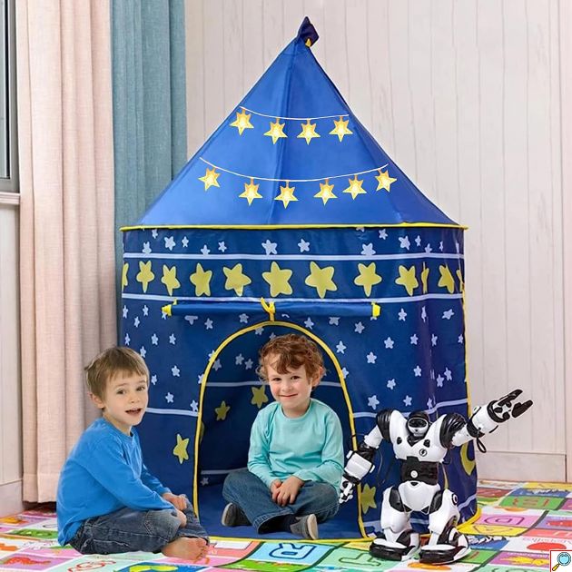 Παιδική Σκηνή Pop-Up Κάστρο Ιπποτικό με Αστέρια & Σημαιούλα για 3+ Ετών 105x105x135cm Μπλε Playtent