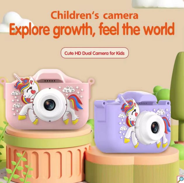 Παιδική Ψηφιακή Φωτογραφική Μηχανή 12 MP με Οθόνη IPS και Σχέδιο Μονόκερου