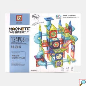 Παιδικό Εκπαιδευτικό Παιχνίδι DIY με Μαγνητικά Στοιχεία και Μπάλα 124 τμχ - Magentic Castle Building Blocks